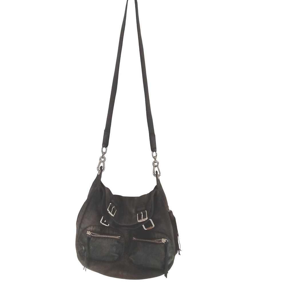 Carla Mancini Black Leather Hobo Bag Slouchy Crossbody Handcrafted USA Y2K